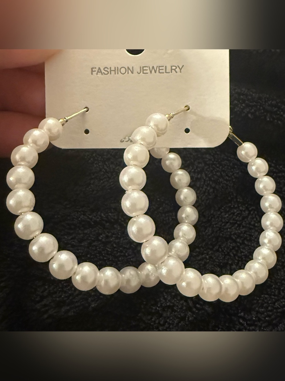 NEW Pearl Beaded Hoop Earrings in White